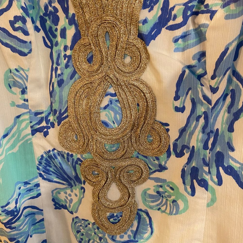 Lilly Pulitzer Dress Blue, White, Gold